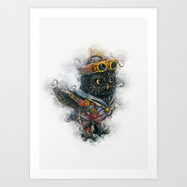 Steampunk Owl Art Art Print | Illustration, Abstract, Animal, Bird, Metal, Steampunk, Retro, Punk, Mechanical, Vintage 
