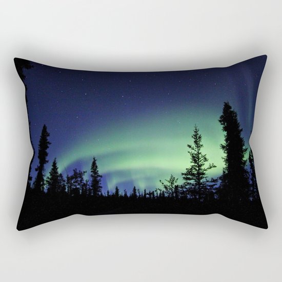 Aurora Borealis Landscape Rectangular Pillow