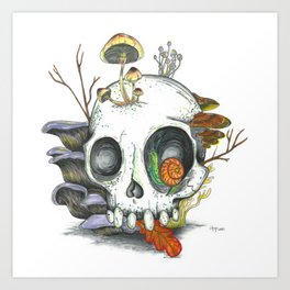 Mushroom Skull with Snail Art Print