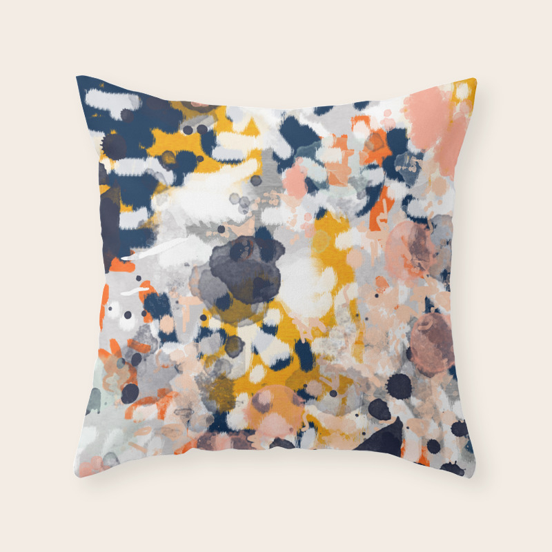 Stella Ii Abstract Painting In Modern Fresh Colors Navy Orange