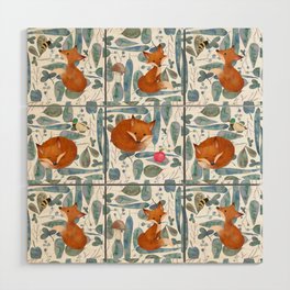 Fox family in the wild Wood Wall Art