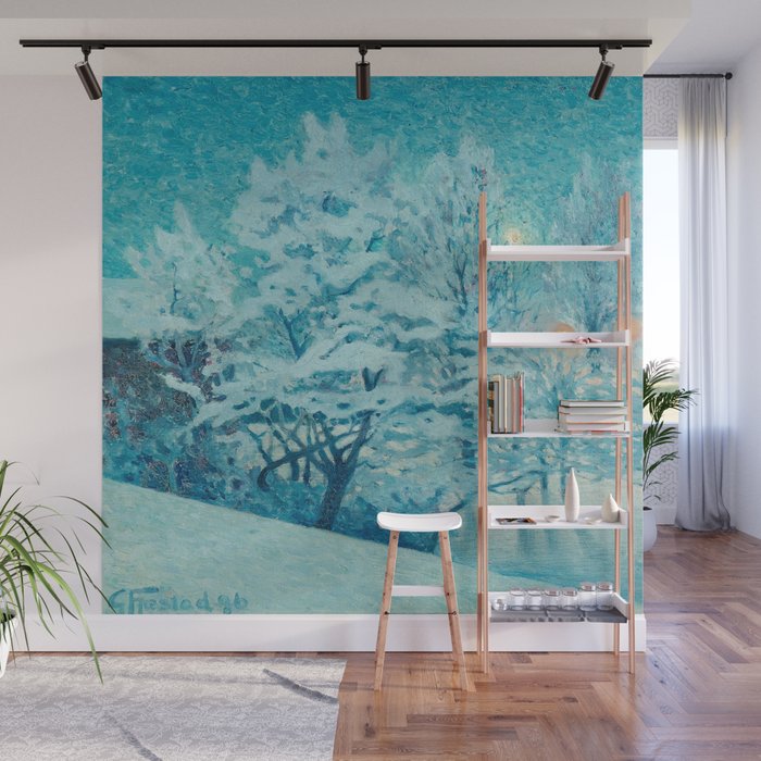 After the blizzard at dawn | winter frozen landscape painting | Gustaf Fjaestad Wall Mural