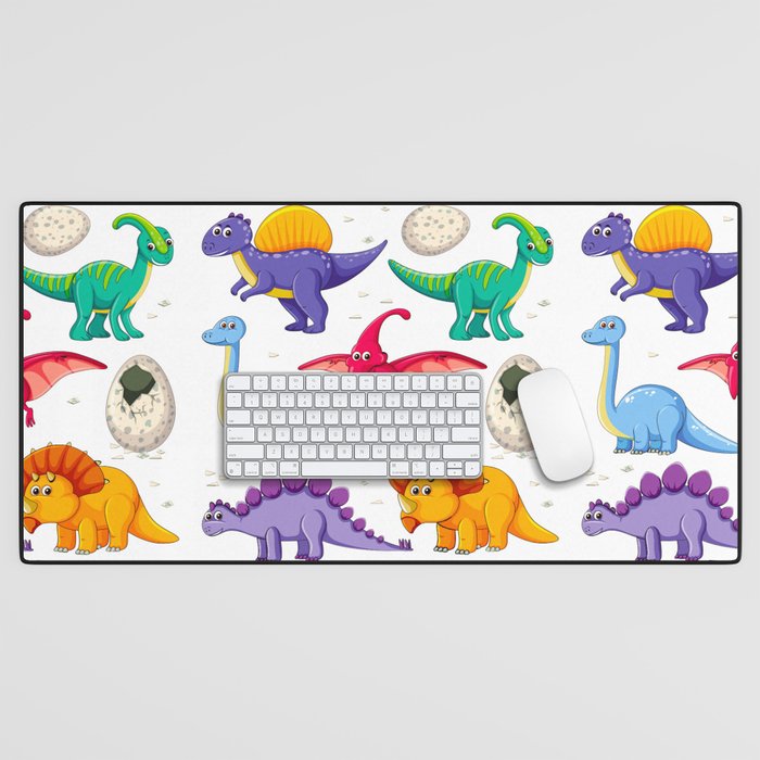 colorful dinosaurs Desk Mat