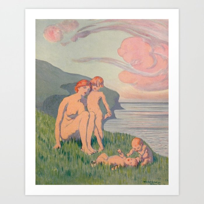"The merriment of the two babes that crawl over the grass in the sun" Art Print