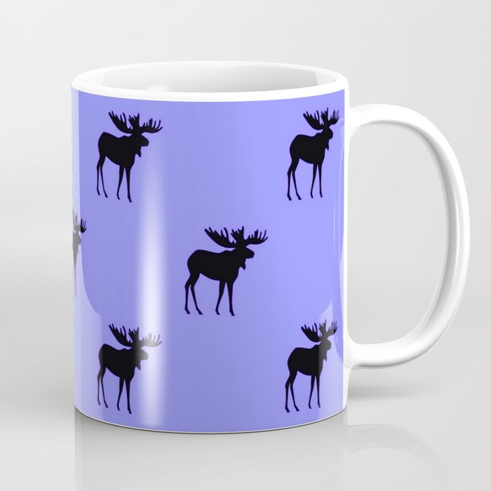 Bull Moose Silhouette on Periwinkle Coffee Mug