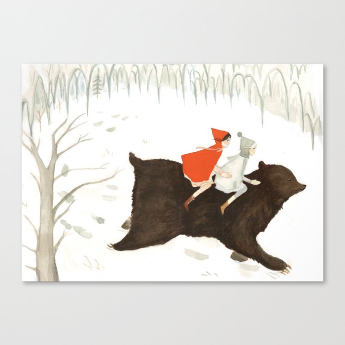 Bear's Escape in the Snow Canvas Print