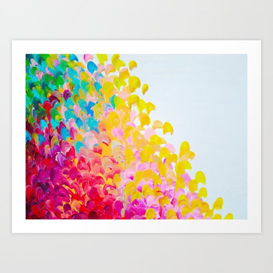 CREATION IN COLOR - Vibrant Bright Bold Colorful Abstract Painting Cheerful Fun Ocean Autumn Waves Art Print