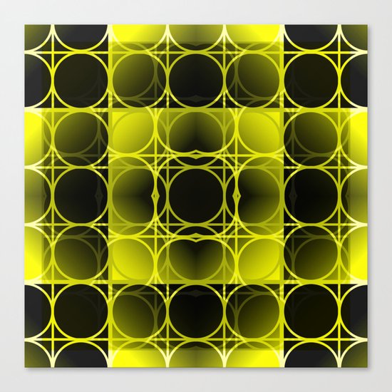 Circles, Grids and Shadows in Black and Yellow Canvas Print
