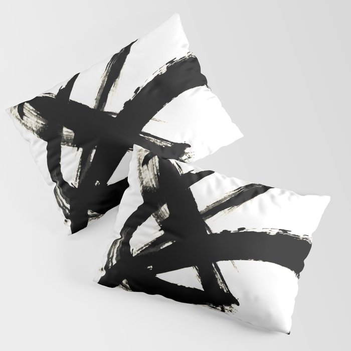 Brushstroke 3 - a simple black and white ink design Pillow Sham