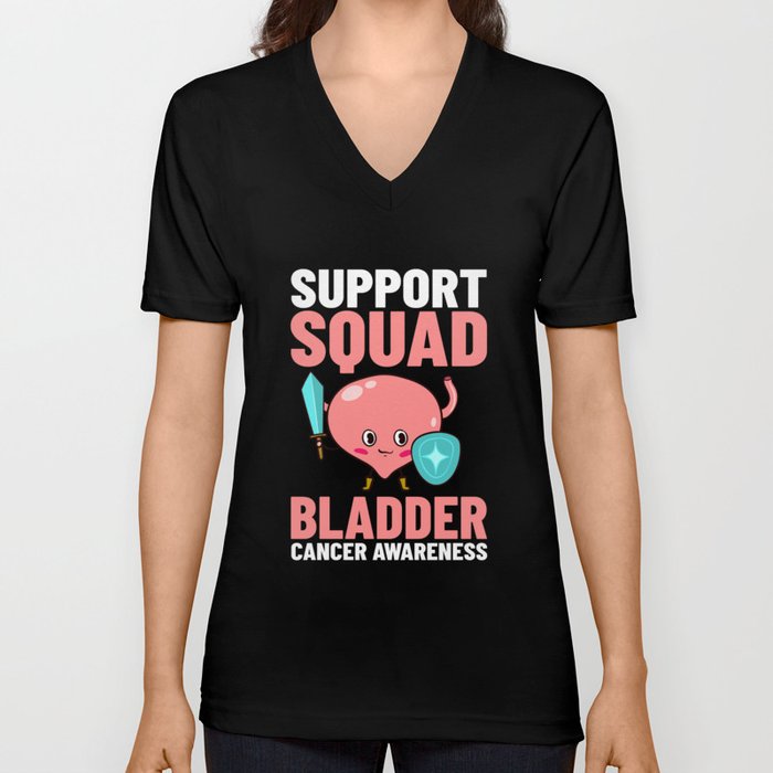 Bladder Cancer Ribbon Awareness Chemo Survivor V Neck T Shirt