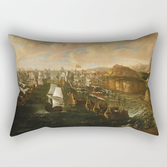 Ships on the waterfront vintage artwork Rectangular Pillow