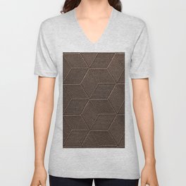 Dark brown leather texture V Neck T Shirt