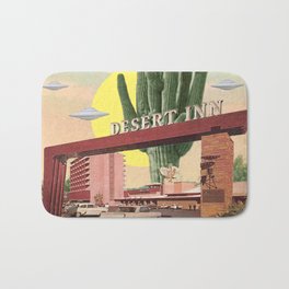 Desert Inn Bath Mat | Summer, Surrealism, Scifi, Surreal, Holiday, Desert, Cacti, Ufo, Retro, Vintage 