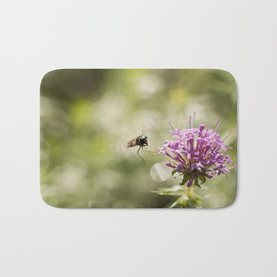 Flower with hoverfly Bath Mat