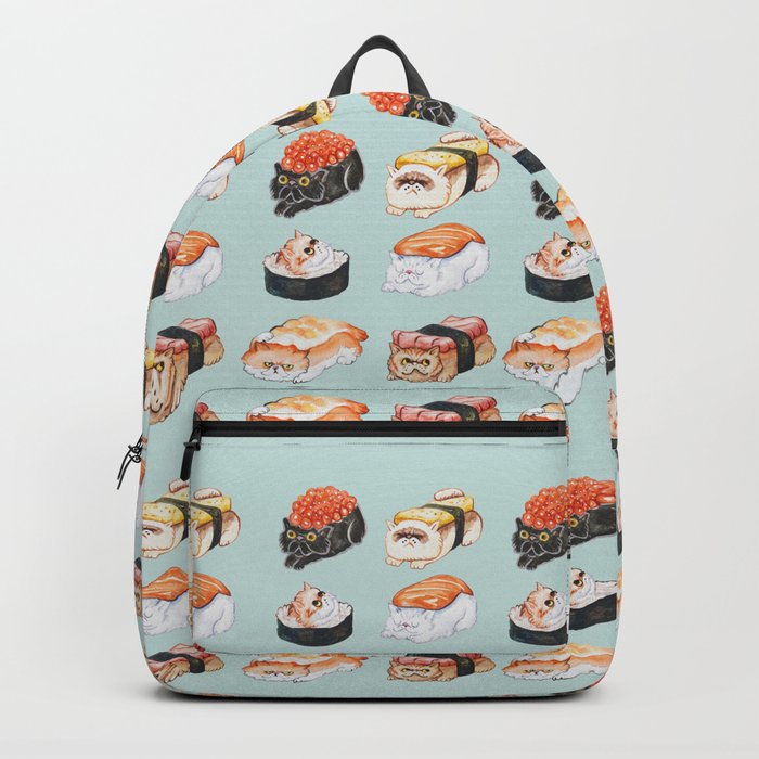 Sushi Persian Cat Watercolor Backpack