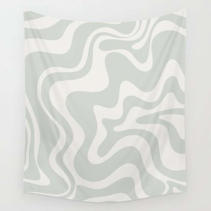 Liquid Swirl Modern Abstract Pattern in Pale Stone and Light Silver Sage Gray Wall Tapestry
