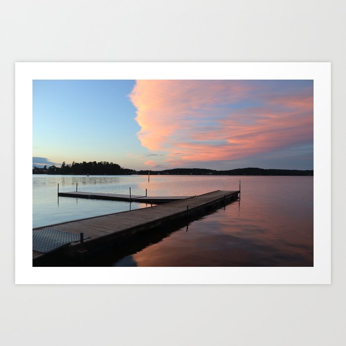 Lake Vattern Sunset, Sweden Art Print