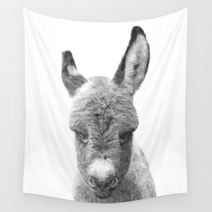 Black and White Baby Donkey Wall Tapestry