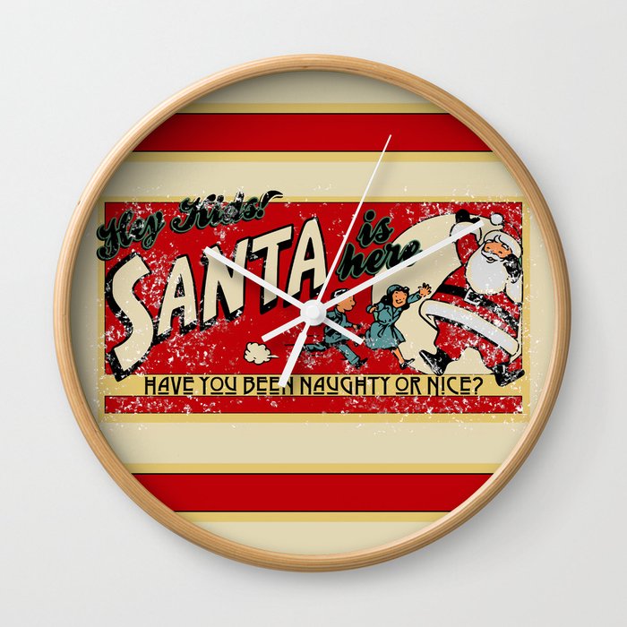 Naughty or Nice?, Vintage Santa Poster Wall Clock