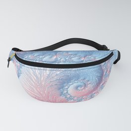 Reef Coral Abstract Spiral Pastel Blue Pink Ombre Swirl Seashell Pattern Summer Fractal Fine Art Fanny Pack