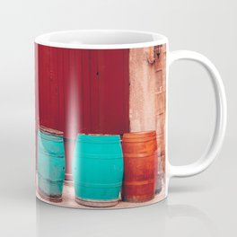 Colorful rain barrels | Blue and Red | France | Sarlat Mug