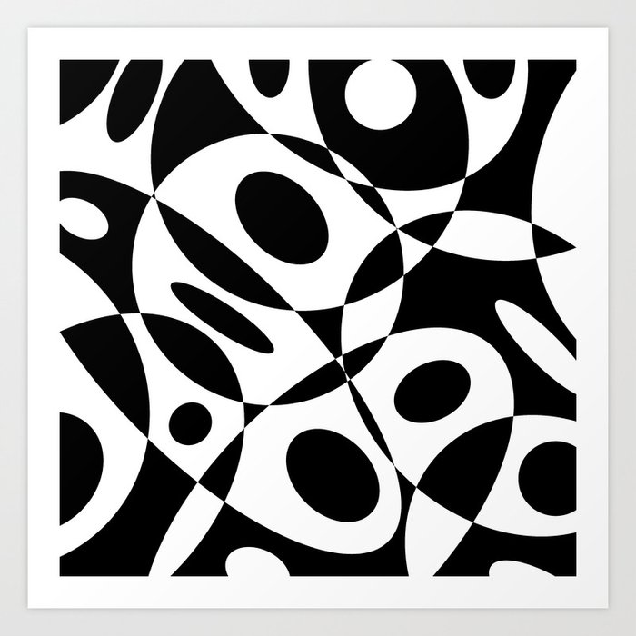 Mid Century Modern Black and White Cutout Circles // V1 Art Print by