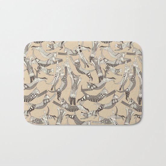 cat party beige natural Bath Mat