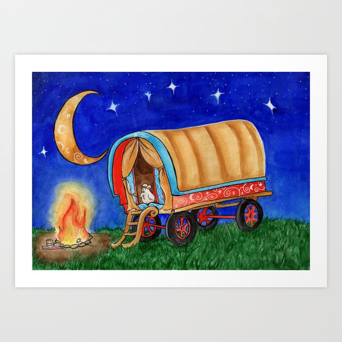Gypsy Chicken in a covered Wagon Art Print
