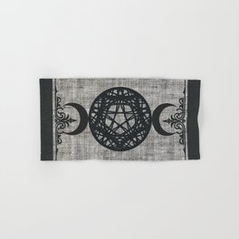 Black Magic Triple Moon Pentagram Star Hand & Bath Towel