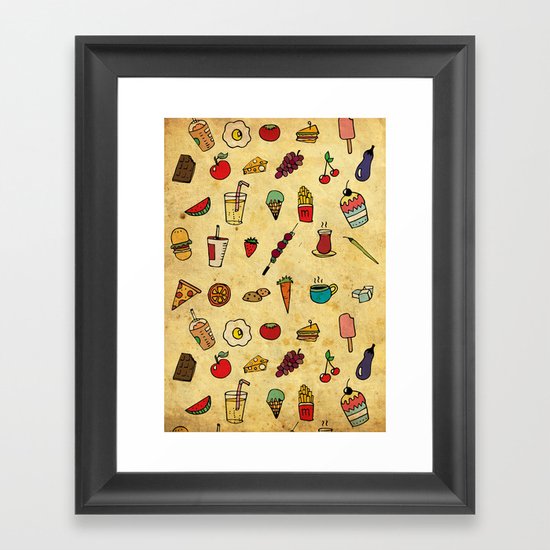 Food Love Pattern Framed Art Print