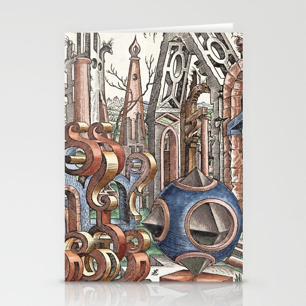 Geometria et Perspectiva Pl 08 Fine Art print , Lorenz Stoer ,Geometric Landscape Architecture Stationery Cards