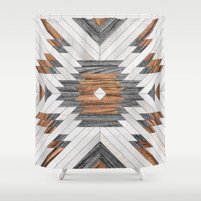 Urban Tribal Pattern No.8 - Aztec - Wood Shower Curtain
