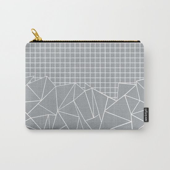 Abstract Outline Grid Grey Carry-All Pouch