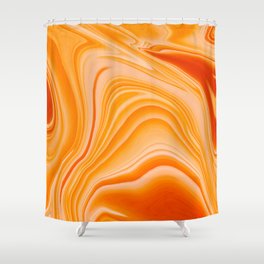 Marble ink colorful. Orange marble pattern of the blend of curves. Abstract pattern.  Shower Curtain