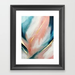Celestial [3]: a minimal abstract mixed-media piece in Pink, Blue, and gold by Alyssa Hamilton Art Framed Art Print