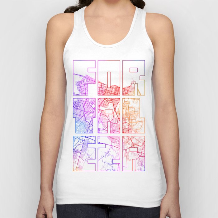 Fortaleza City Map of Ceara, Brazil - Colorful Tank Top