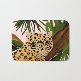 LEOPARD Bath Mat | Acrylic, Nature, Painting, Palms, Cats, Leopard, Bohemian, Watercolor, Tropical, Bigcat 