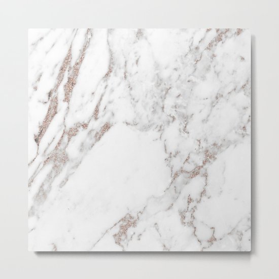 Rose gold shimmer vein marble Metal Print