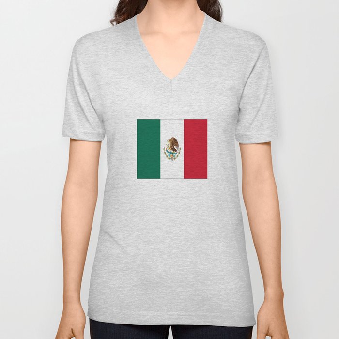 Flag of mexico- mexico,mexico city,mexicano,mexicana,latine,peso,spain,Guadalajara,Monterrey V Neck T Shirt