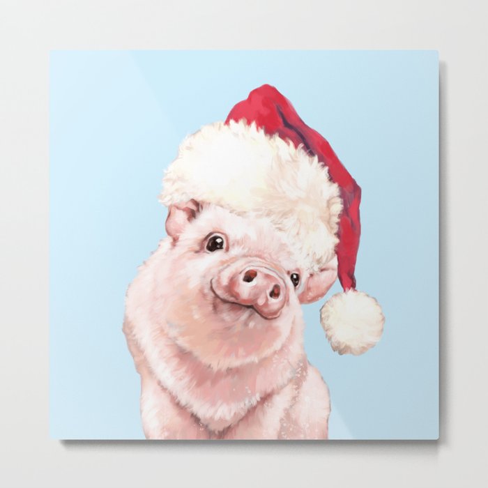 Christmas Baby Pig Metal Print