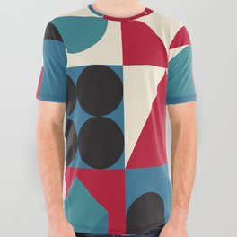 Funky neo geometry pattern vintage design with vibrant colors and simple shapes All Over Graphic Tee