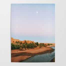 Moonlit Town in Morocco Poster