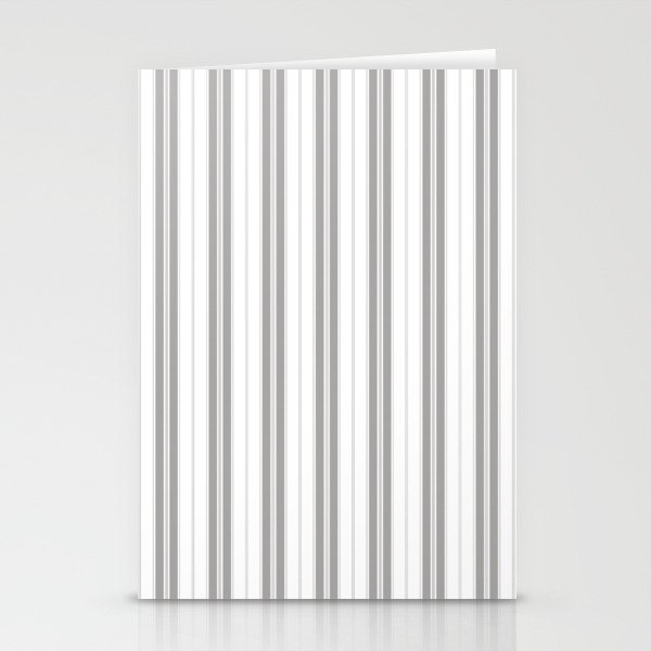 Smoke Grey and White Vertical Vintage American Country Cabin Ticking Stripe Stationery Cards
