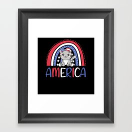 4th Of July American Cat For Kids Cute Usa Cat Framed Art Print