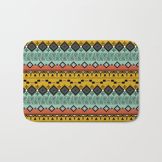 Colorful Aztec pattern. Bath Mat