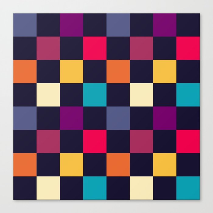 Checkerboard Checkered Checked Check Chessboard Pattern in Polychrome Multicolor Color Canvas Print