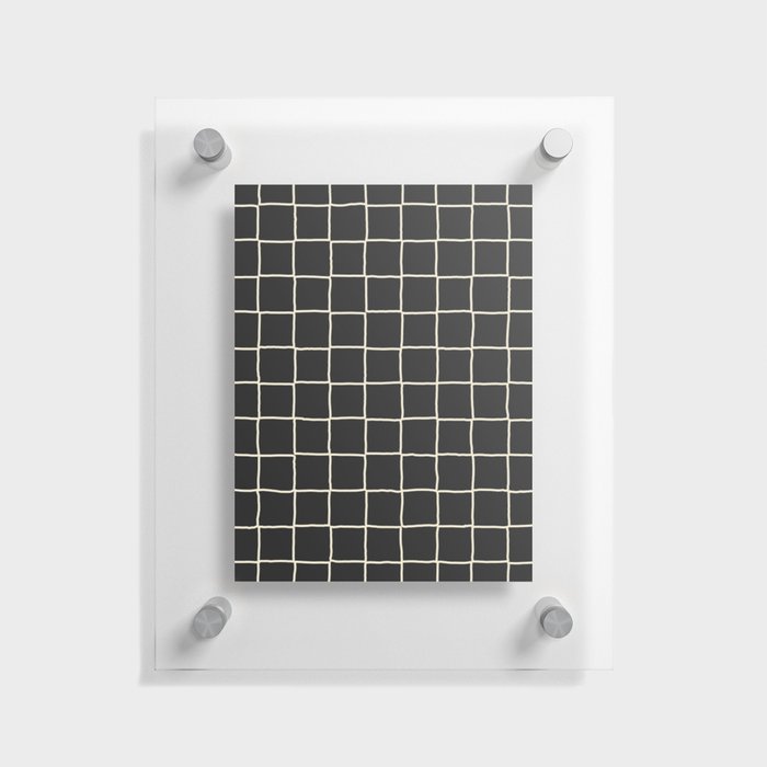 Neutral Black + Beige Tiles Checkered Plaid Floating Acrylic Print