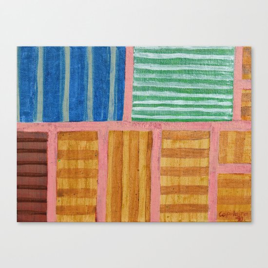 Beautiful Stripes Pattern within a Pink Grid Canvas Print