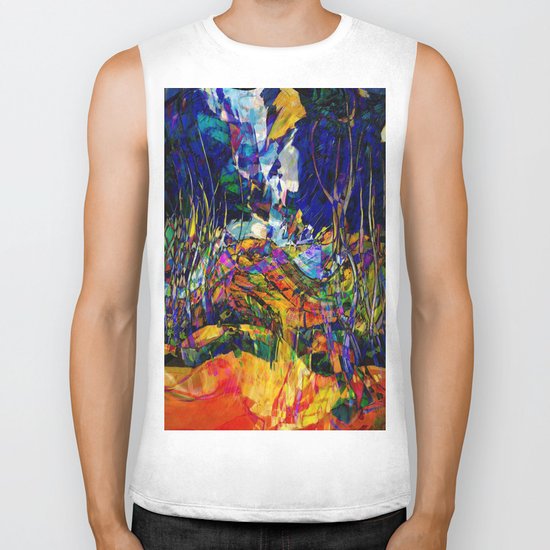 beautiful road in the night autumn forest Biker Tank