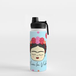 Viva la Frida, artist, flowered Water Bottle